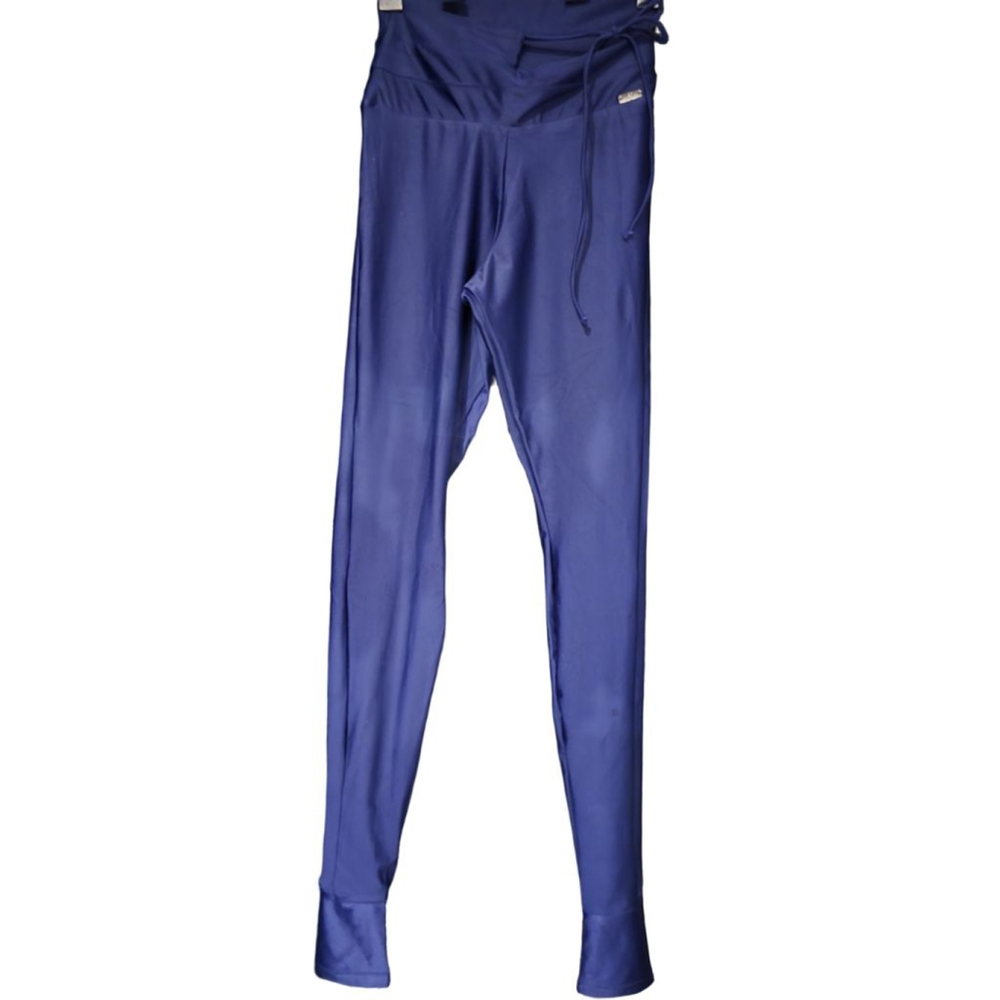 CAJUBRASIL Women's Blue Leggings with Footie and Tie Size M